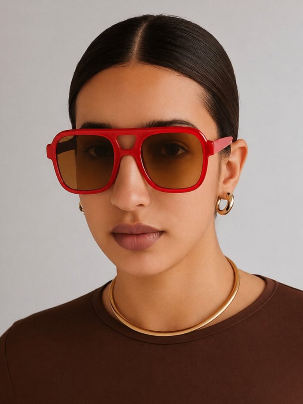 AIRE Whirlpool Sunglasses Red Frame Brown Gradient Lens